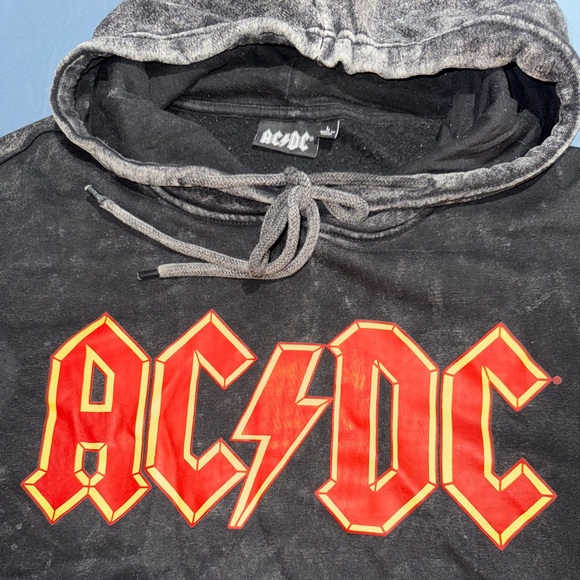 AC/DC Black & Grey Acid-wash Hoodie - Picture 2 of 3